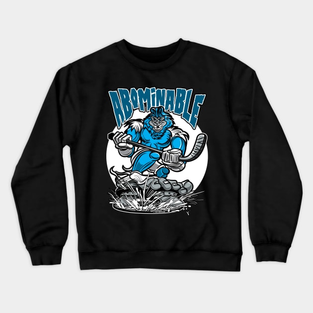 Abominable Snowman Hockey Player Mascot Crewneck Sweatshirt by eShirtLabs